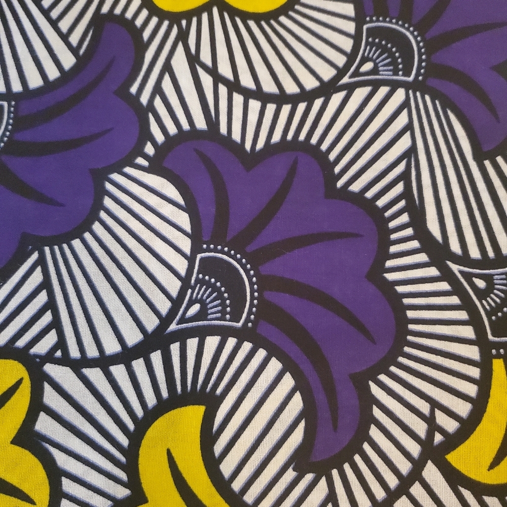 New Cotton Apron Purple/ Yellow Anakra Adult Sz W/2 Pockets  Hand Crafted